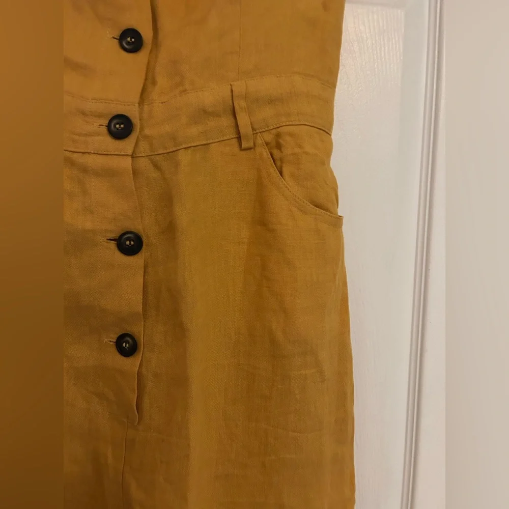 REFORMATION Wide Leg Linen Jumpsuit in Mustard Yellow - Size 8